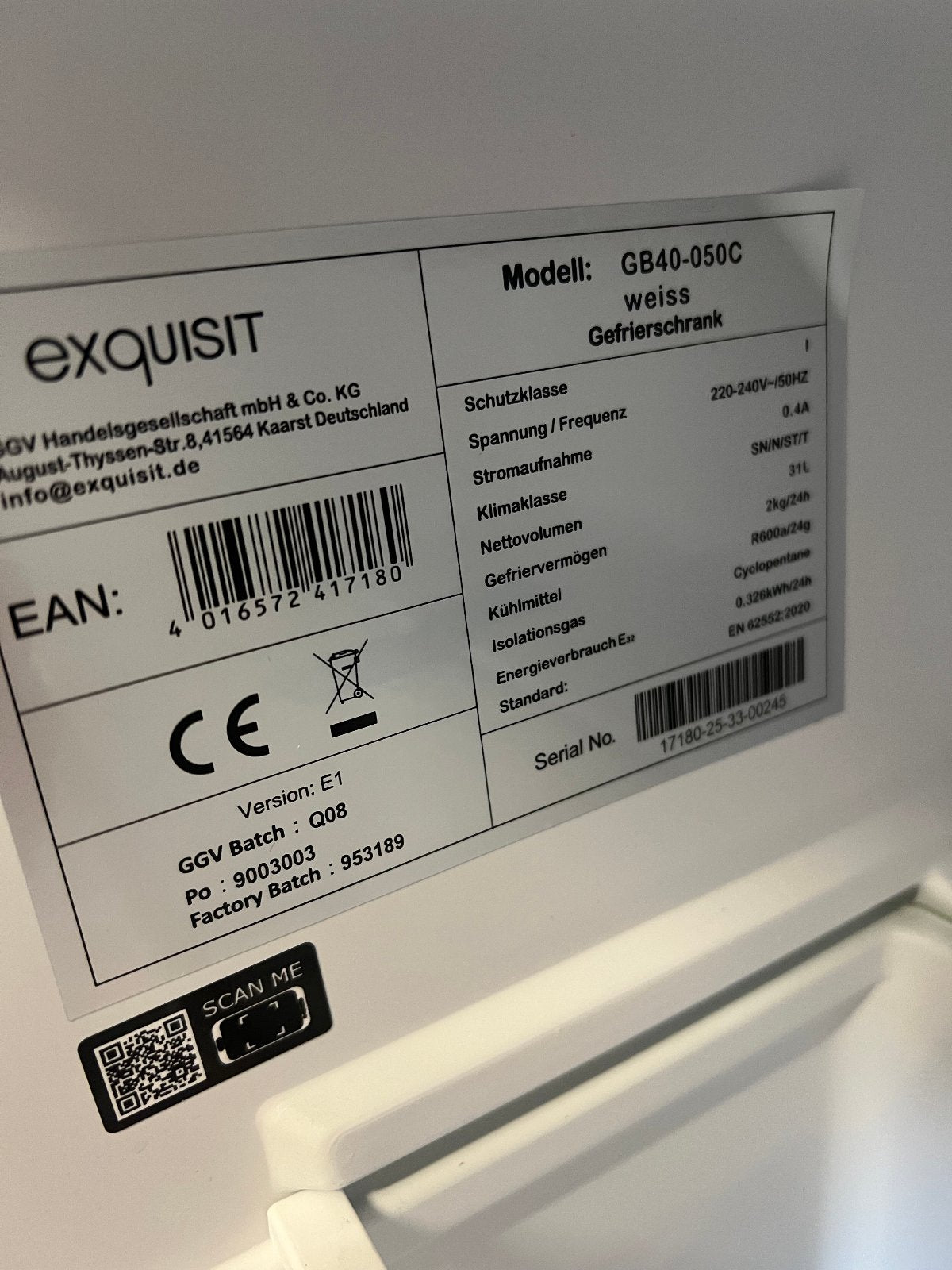 Exquisit GB40-050C Mini-Gefrierschrank weiß 31L – C-Ware