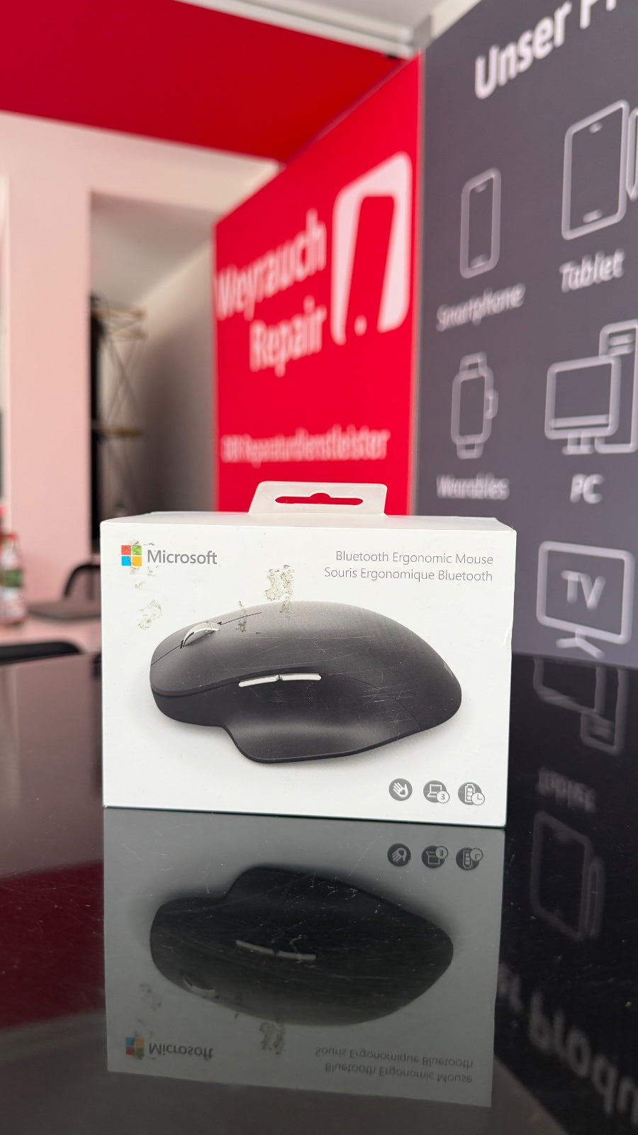 Microsoft Bluetooth Ergonomic Mouse 1955 schwarz – B-Ware, OVP