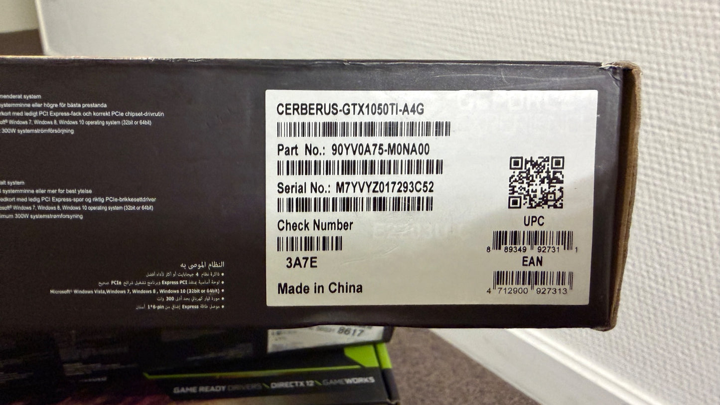 ASUS Cerberus GeForce GTX 1050 Ti Advanced Edition 4G