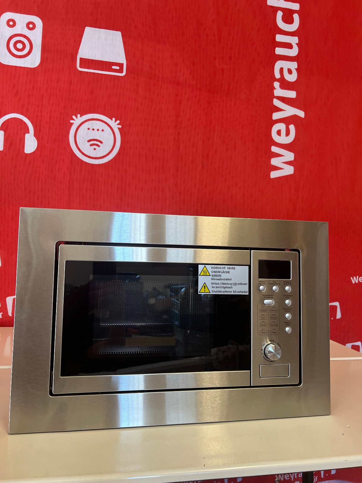 Einbau-Mikrowelle mit Grill Edelstahl 20L 800W – geprüfte B-Ware