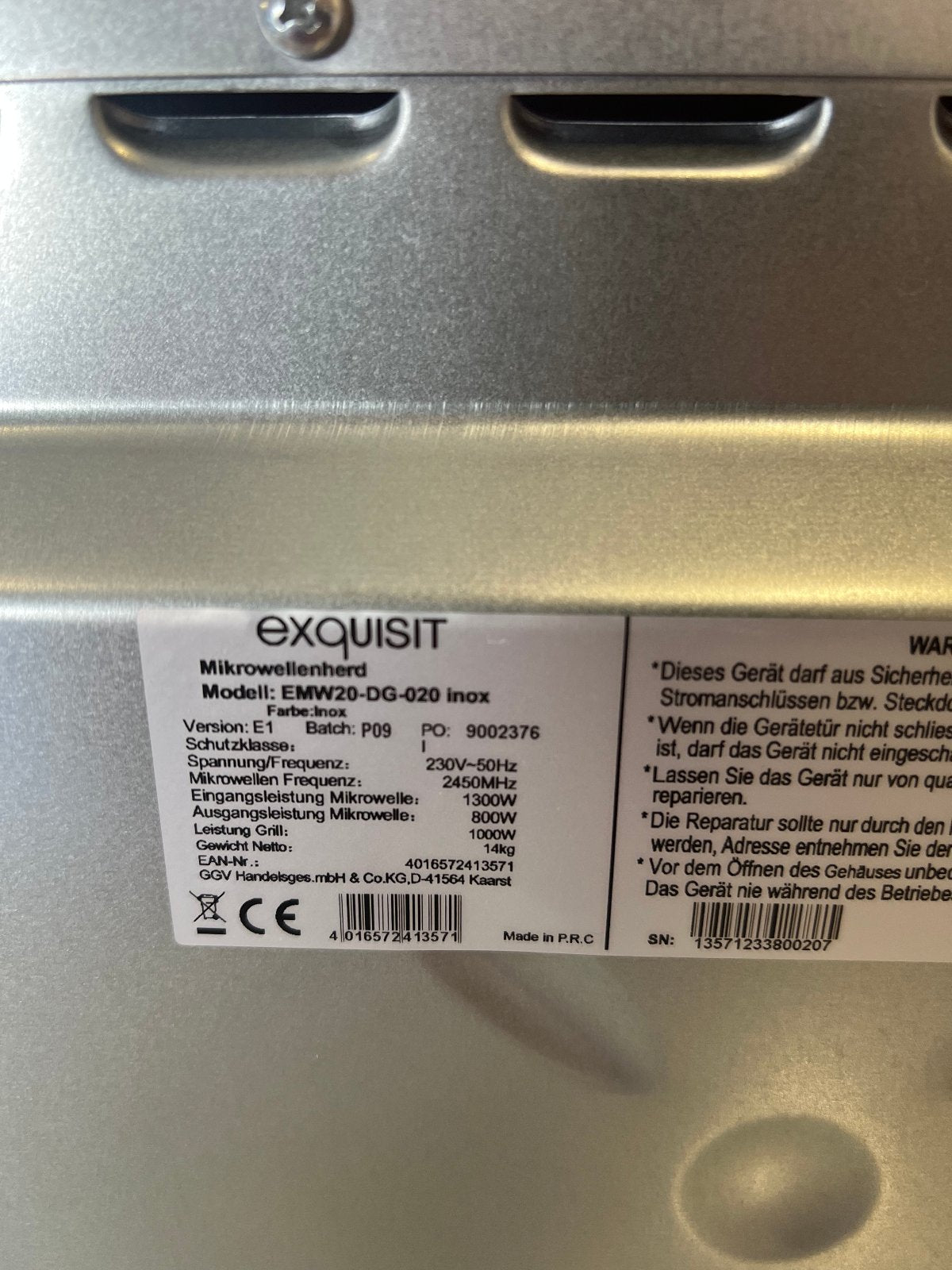 exquisit Einbau-Mikrowelle EMW20-DG-020 Inox mit Grill – geprüft