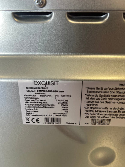 exquisit Einbau-Mikrowelle EMW20-DG-020 Inox mit Grill – geprüft