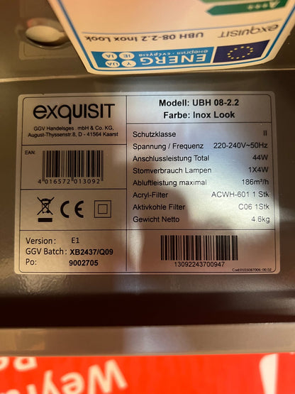 Exquisit UBH 08-2.2 Unterbau-Dunstabzugshaube Inox – B-Ware