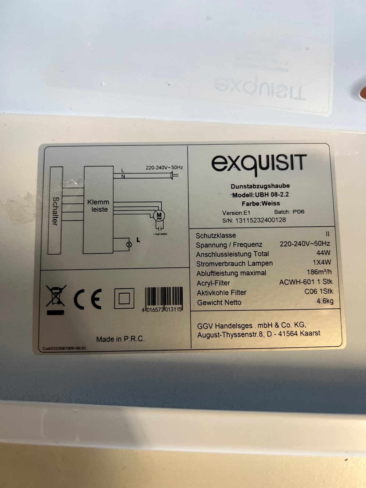 Exquisit UBH 08-2.2 Unterbau-Dunstabzugshaube Weiß – geprüft