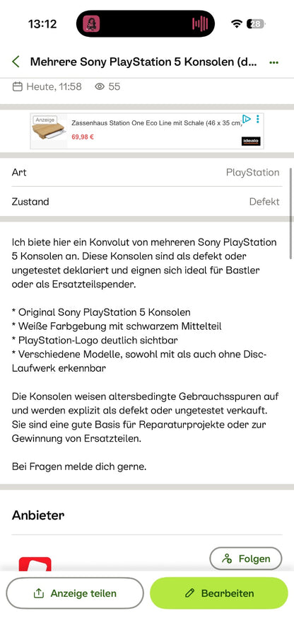 Konvolut mehrere Sony PlayStation 5 – defekt/ungetestet, Bastlerware