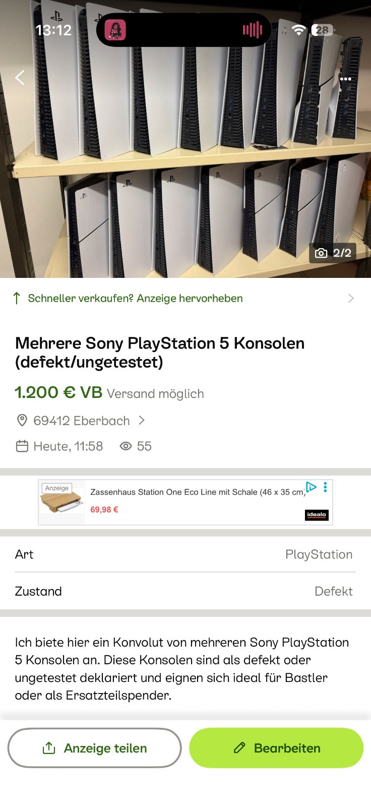 Konvolut mehrere Sony PlayStation 5 – defekt/ungetestet, Bastlerware