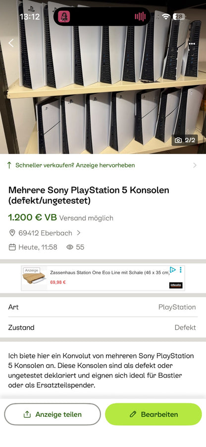 Konvolut mehrere Sony PlayStation 5 – defekt/ungetestet, Bastlerware